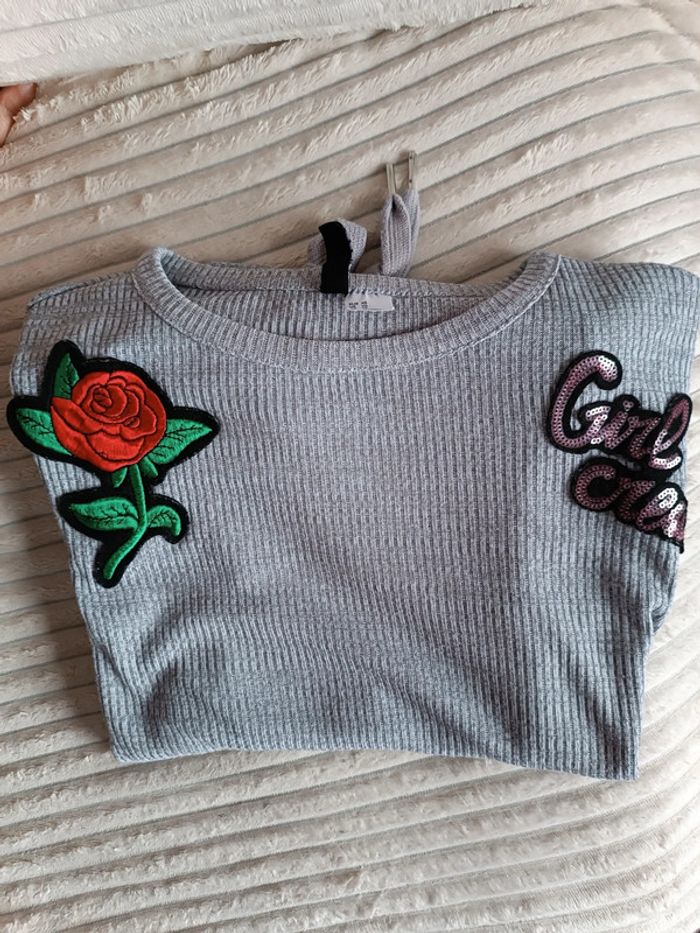 Pull gris sequins - neuf - photo numéro 8