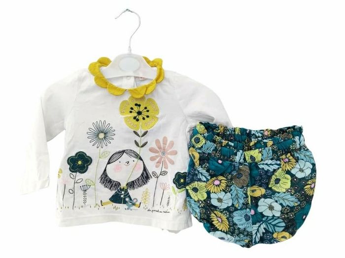 9 mois bébé fille ensemble DPAM du pareil au même t-shirt et short côtele