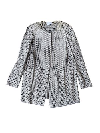 Veste longue en jacquard fin bleu et blanc Stizzoli taille 52 IT (48 FR)