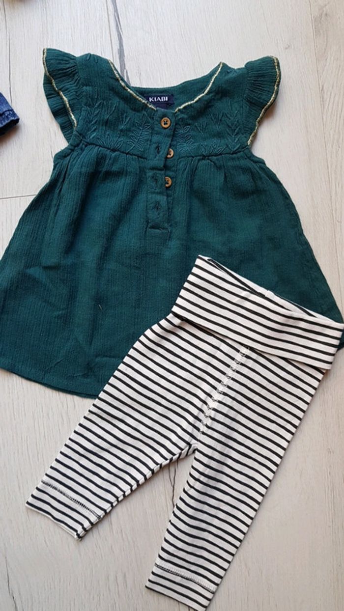Lot de 2 ensembles robe/legging mi saison fille 1mois neufs - photo numéro 3
