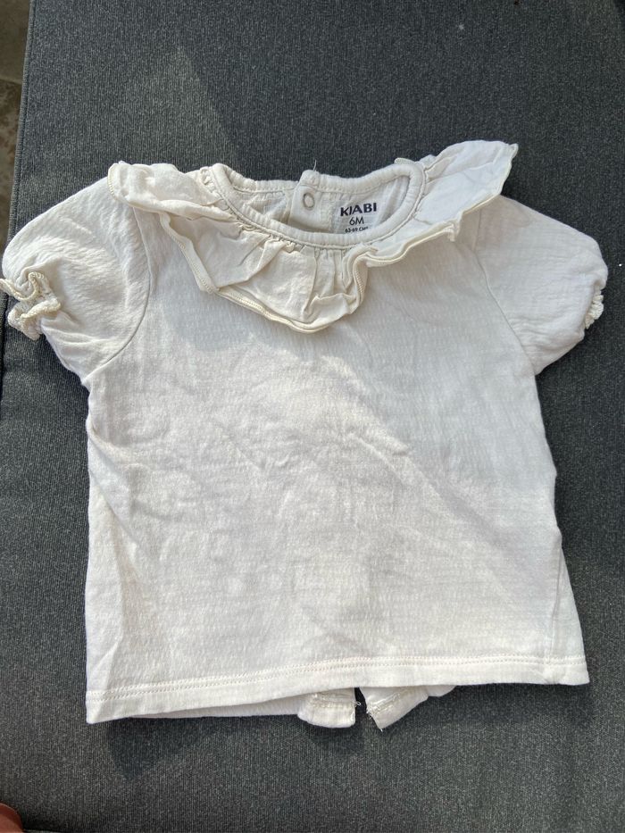 T-shirt Kiabi, blanc avec col
