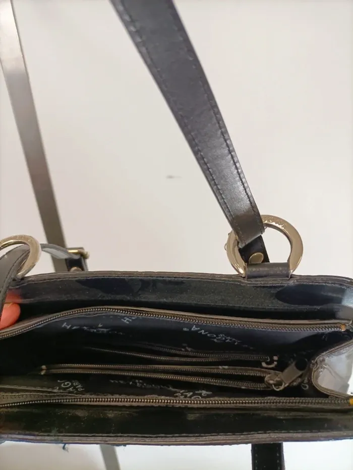 sac à main hexagona paris noir cuir chic léger vintage - photo numéro 6