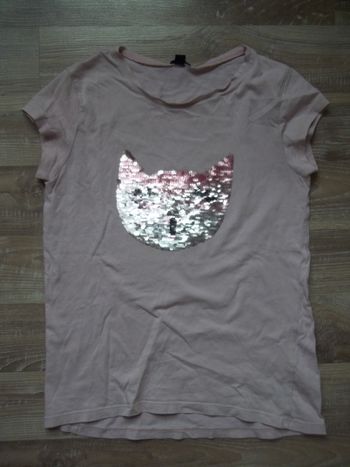 T-shirt magique chat rose Kiabi (2) 12 ans