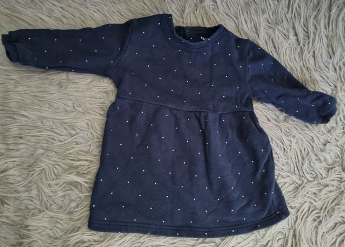 Robe d'hiver marine à pois doré pailleté 18mois