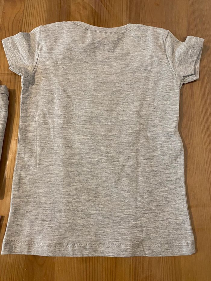Lot de 2 tee shirt manches courtes, taille 92 (1an et demi et 2ans) gris chiné - photo numéro 5