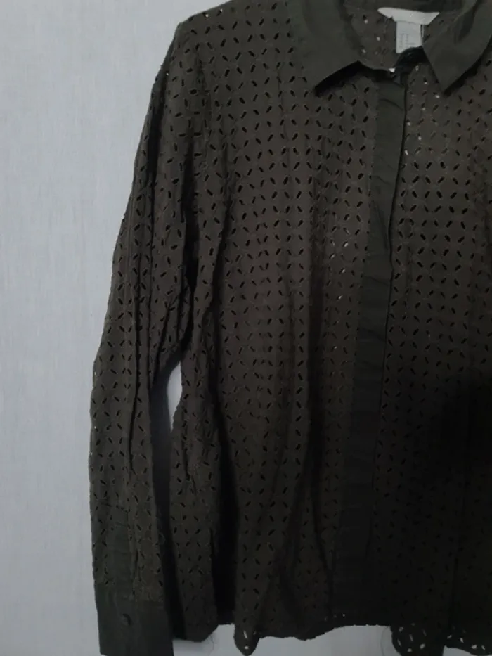 Chemise kaki h&m ajourée - photo numéro 2