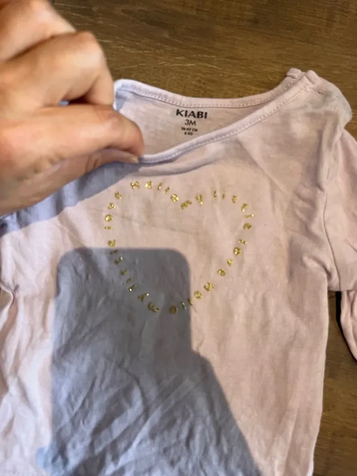 T-shirt manches longues mauve 3 mois - photo numéro 2