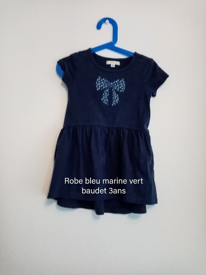 3 ans /vertbaudet /robe bleu marine a nœuds papillon /excellent état