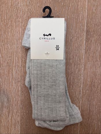 Collants fille Cyrillus pointure 31/34 gris argenté neuf étiquette