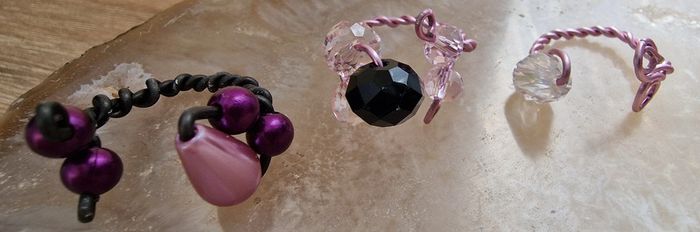 Lot De 3 Bagues Réglables En Métal Rose Gris Perles Cristal - photo numéro 12