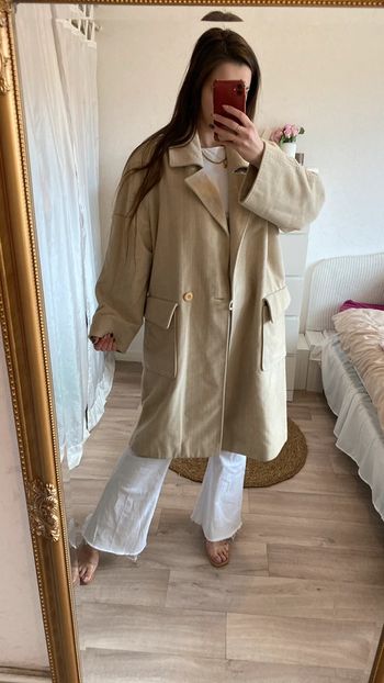 Manteau long beige angora