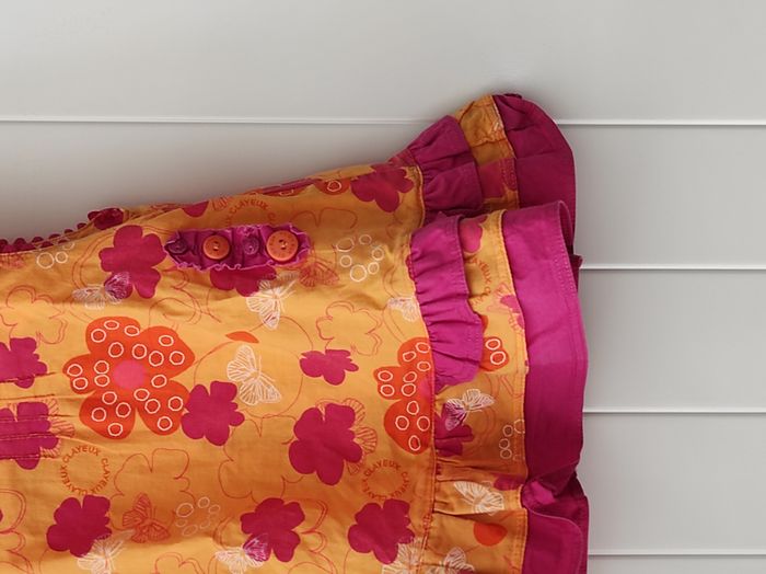 Robe d’été bébé fille 6 mois – fleurs rose/orange - photo numéro 3