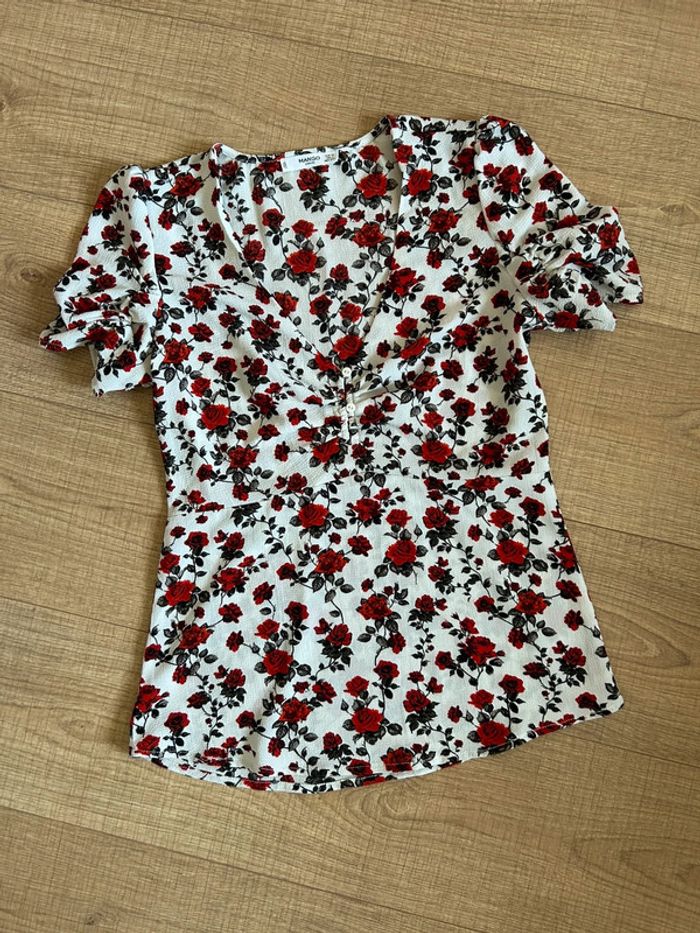 Blouse fleurie à manches courtes Mango taille XS comme neuve - photo numéro 11