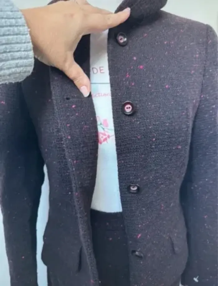 Tailleur mauve chiné veste et jupe Louis Féraud taille 38 - photo numéro 14