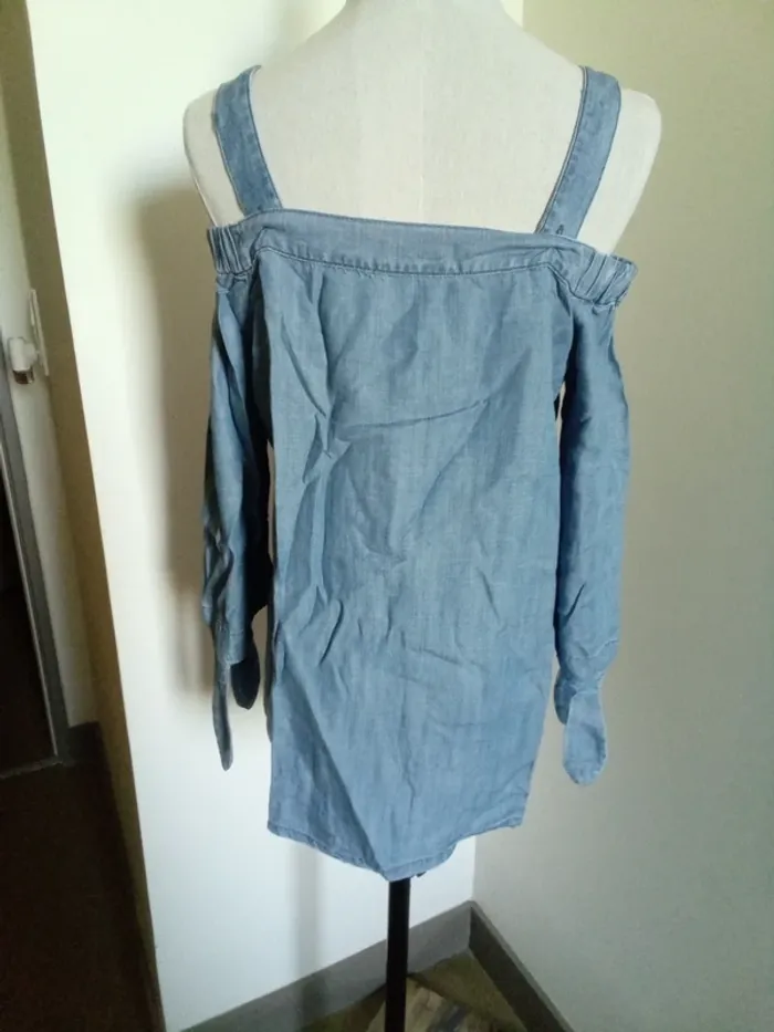Blouse Bardot Esprit jean tencel - photo numéro 5