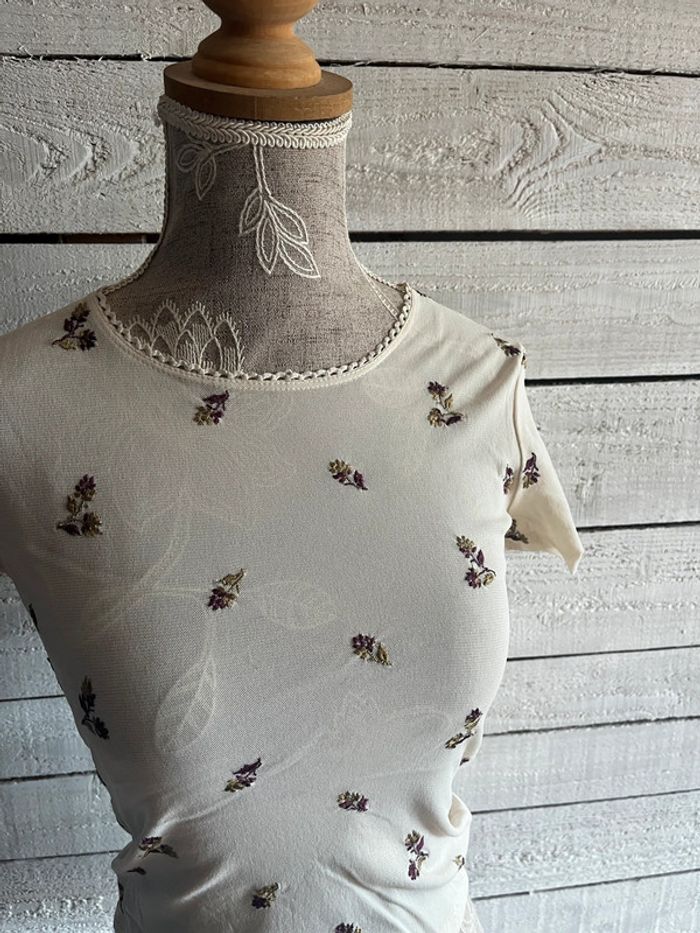 Meshtop vintage motifs fleur vintage y2k - photo numéro 2