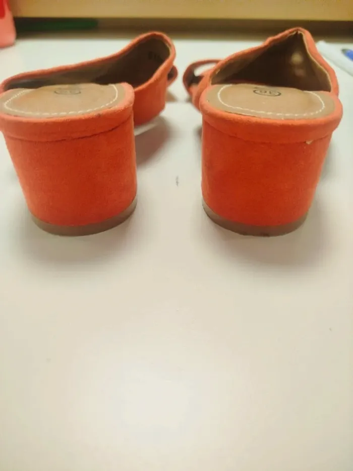 Mules orange suédées Tamiko talon carré taille 36 confort été tendance C069 - photo numéro 6