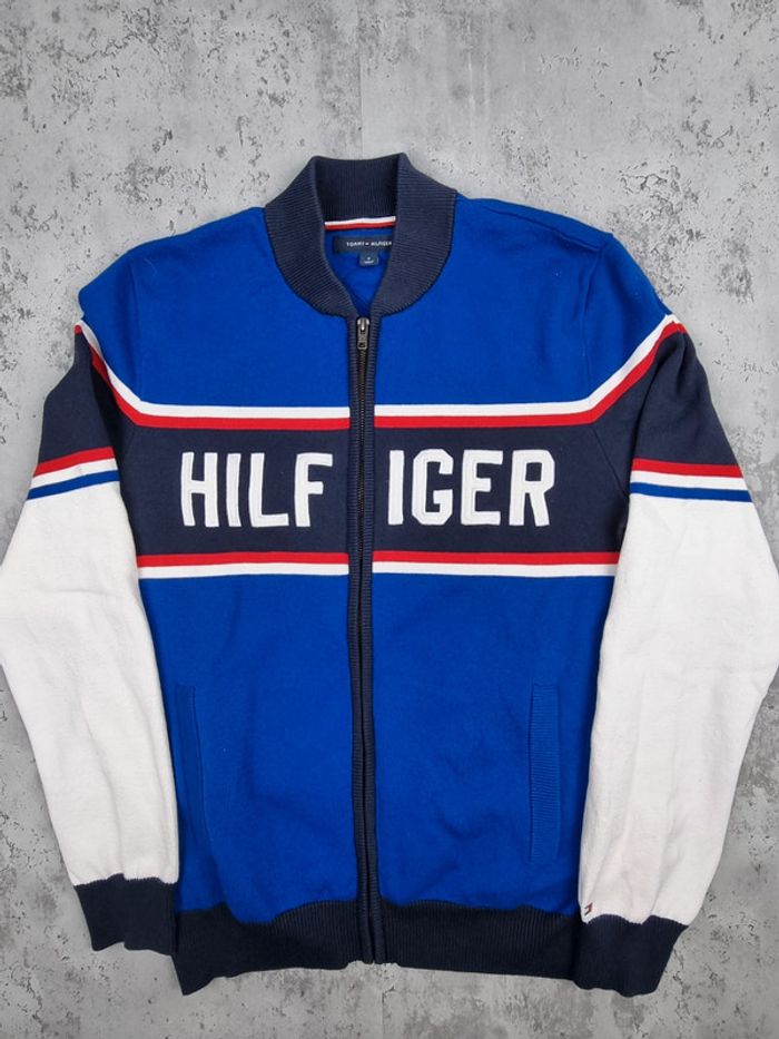 Veste zippée Tommy Hilfiger – Bleu & Blanc – Taille M Hommes (mesures en photos) - photo numéro 3