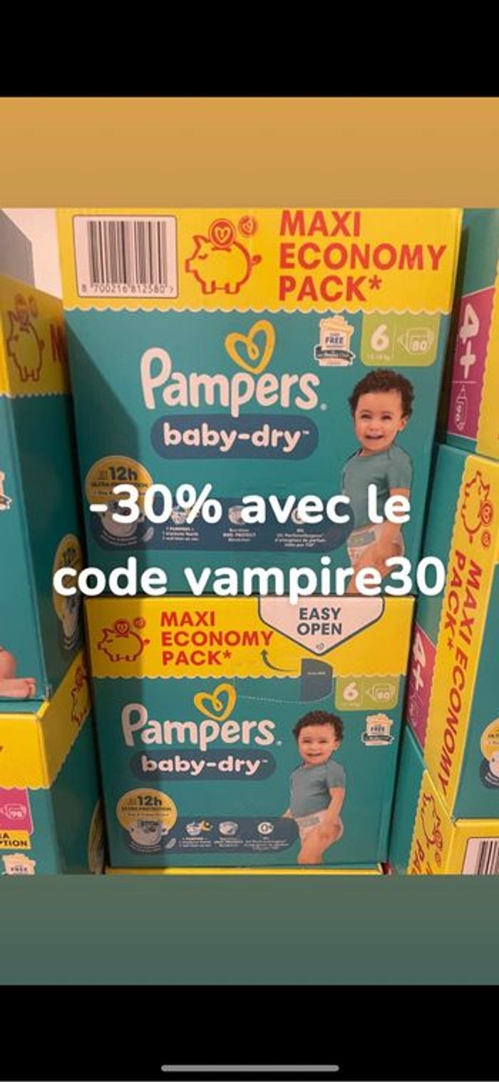 Deux cartons de couches Pampers taille 6