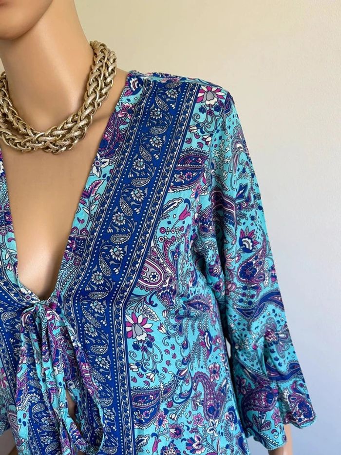 Kimono long imprimé neuf en soie taille unique - photo numéro 6