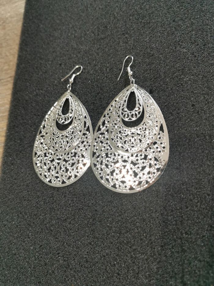 Boucles d'oreilles style bohème argenté