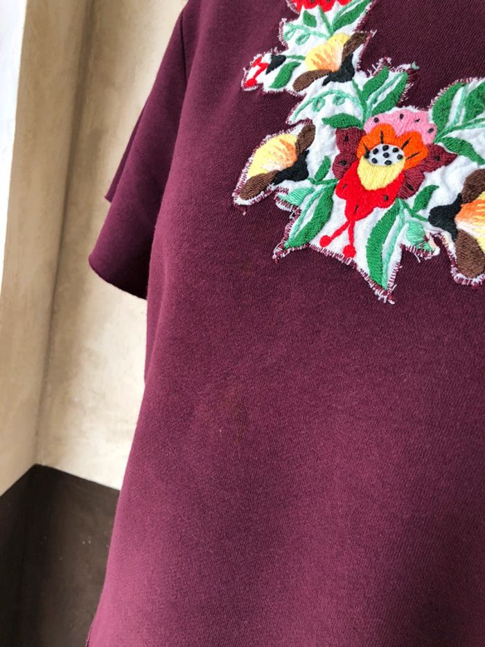 Sweat bordeaux brodé upcycling S - photo numéro 8