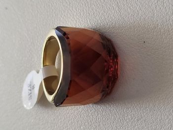 Bague acier inoxydable doré cristal caramel taille 8