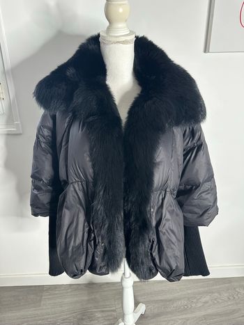 Doudoune courte noire en duvet et fourrure T42 XL
