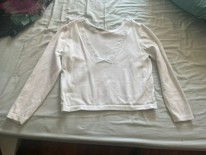 Pull blanc décolleté - photo numéro 3