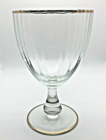 Grand verre Calice (1 litre) Cristal godronné décor liseré or