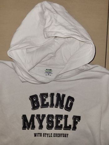 Pull XS blanc à capuche kiabi