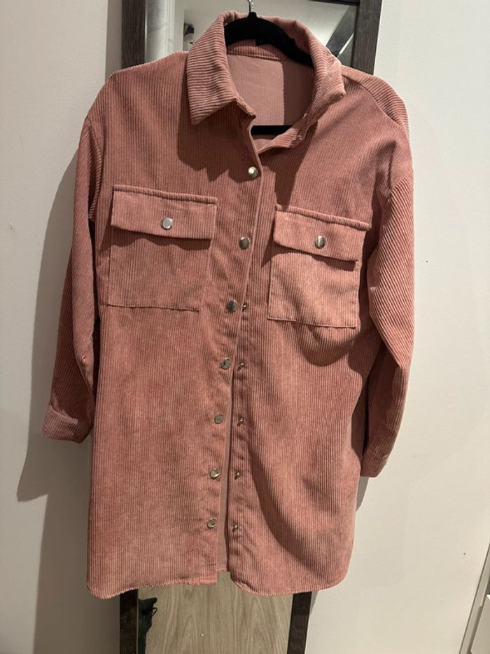 Robe chemise velours côtelé