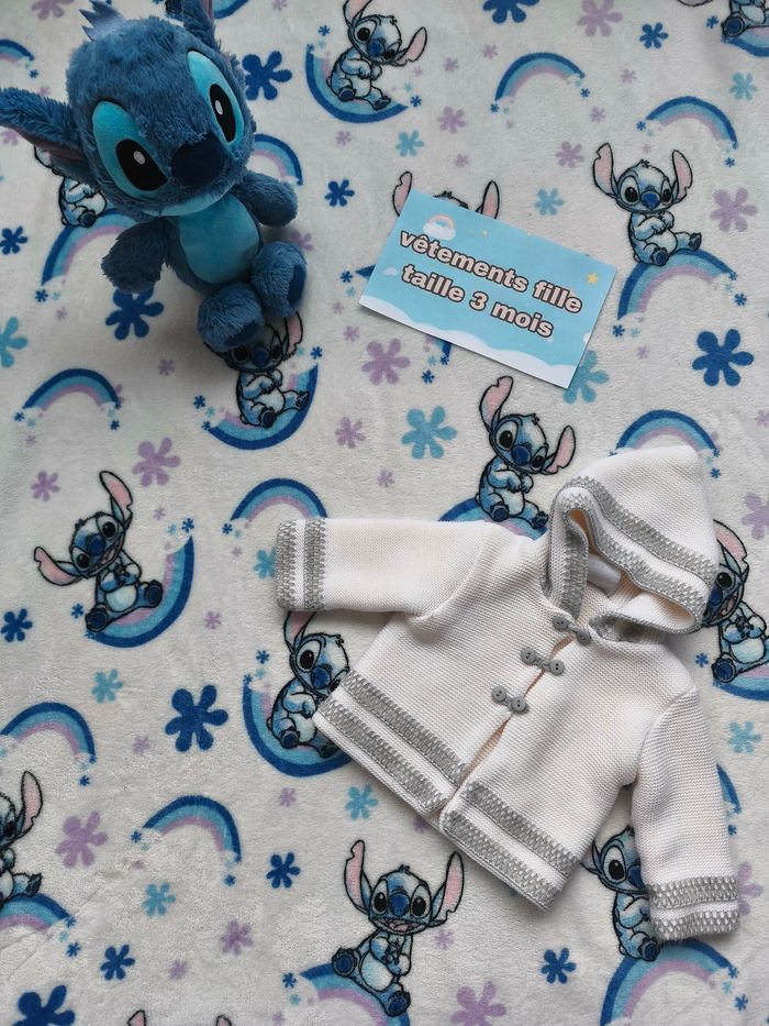 Gilet épai mixte Barbouillage - 3 mois - crème et gris - très bon état