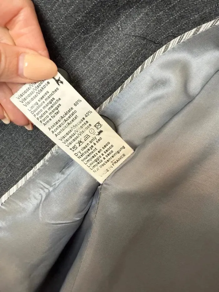 Magnifique Blazer Gerard Darel gris lignés en laine vierge taille 40 parfait état - photo numéro 7