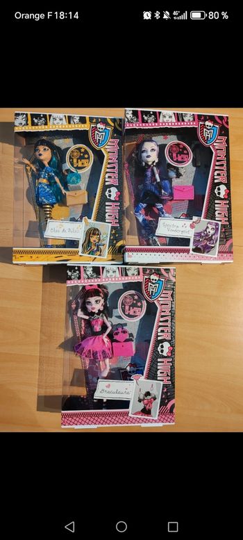💀Lot Collector 3 poupées Monster High Picture Day – Draculaura, Cleo de Nile & Spectra Vondergeist