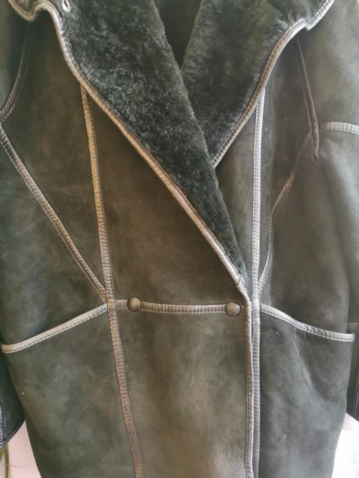 Manteau cuir agneau t 42 double fausse fourrure France - photo numéro 2