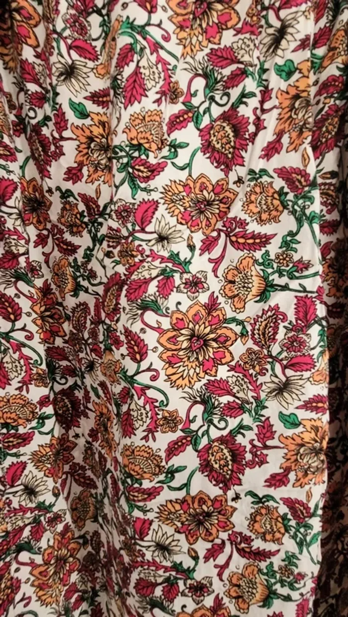 Pantalon blanc fleuri - T48 - photo numéro 2