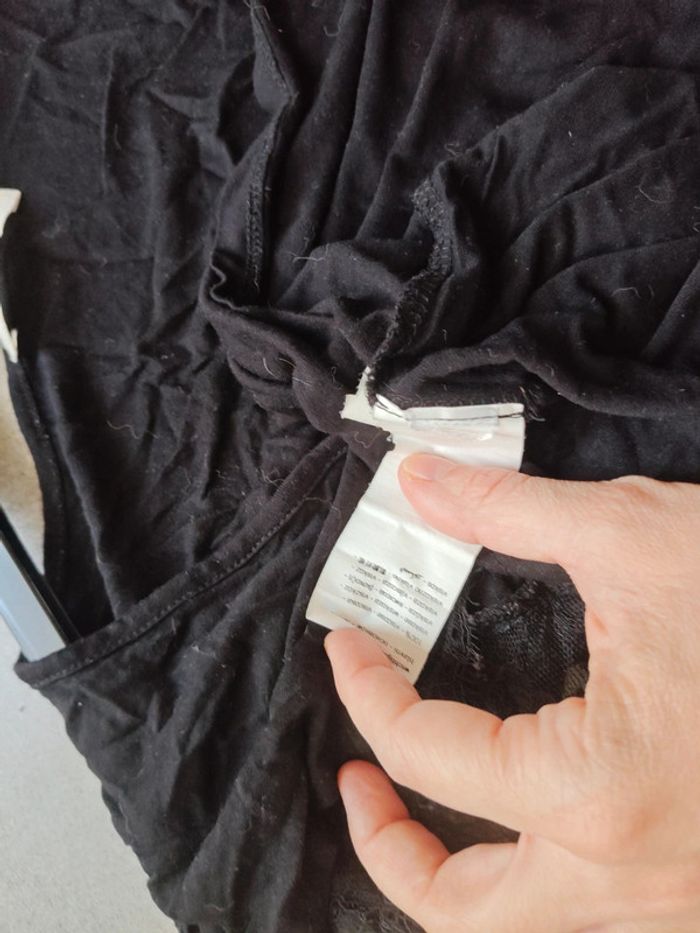 Haut Promod noir manches courtes brodées taille L - photo numéro 8