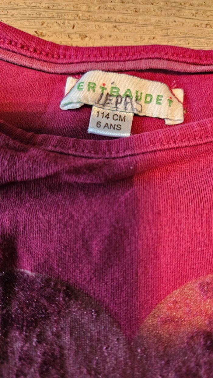 T shirt mauve foncé à manches longues, Vertbaudet, 6 ans, peu mis - photo numéro 4