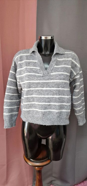 Pull rayé col chemise