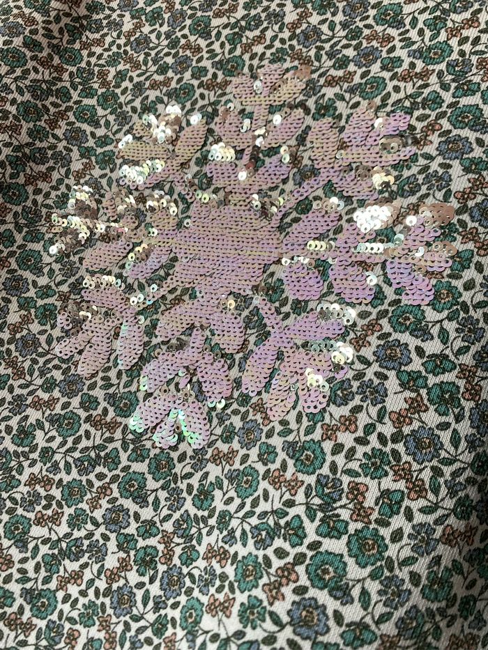 Très joli pull sweat fleuri vert et sequins 8 ans Sergent Major - photo numéro 4