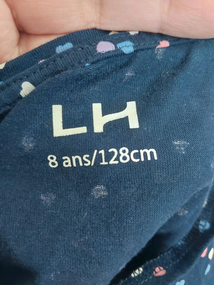 Robe LH bleu marine à cœurs – manches longues – 8 ans - photo numéro 3