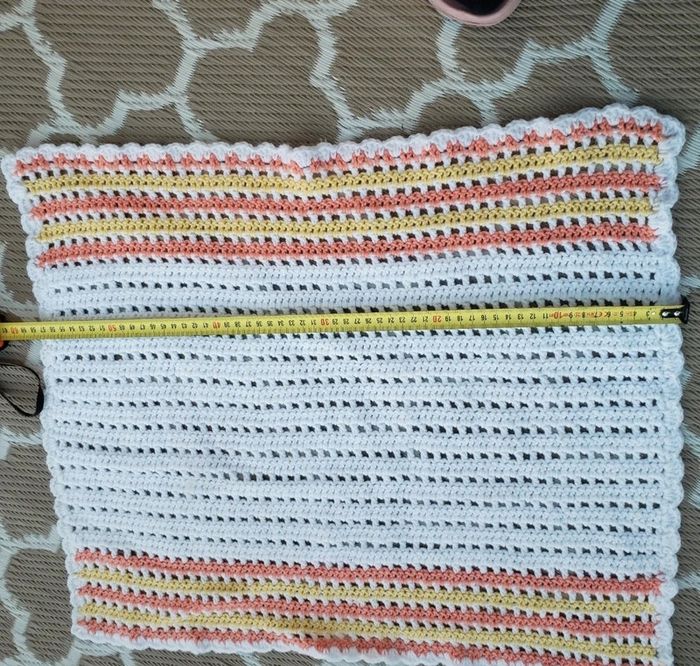 🌴 Plaid couverture fait main corail blanc au crochet - photo numéro 4