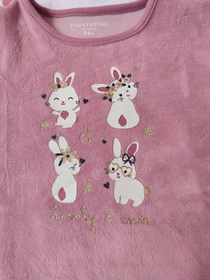 Pyjama 2 pièces Lapin - Vieux rose - 24 mois - Très bon état - In extenso - photo numéro 5
