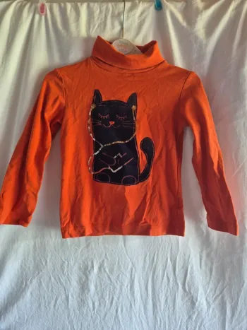 Pull col roulé chat