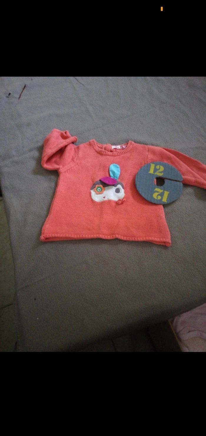 Pull orange du pareil au même fille 12 mois - photo numéro 2