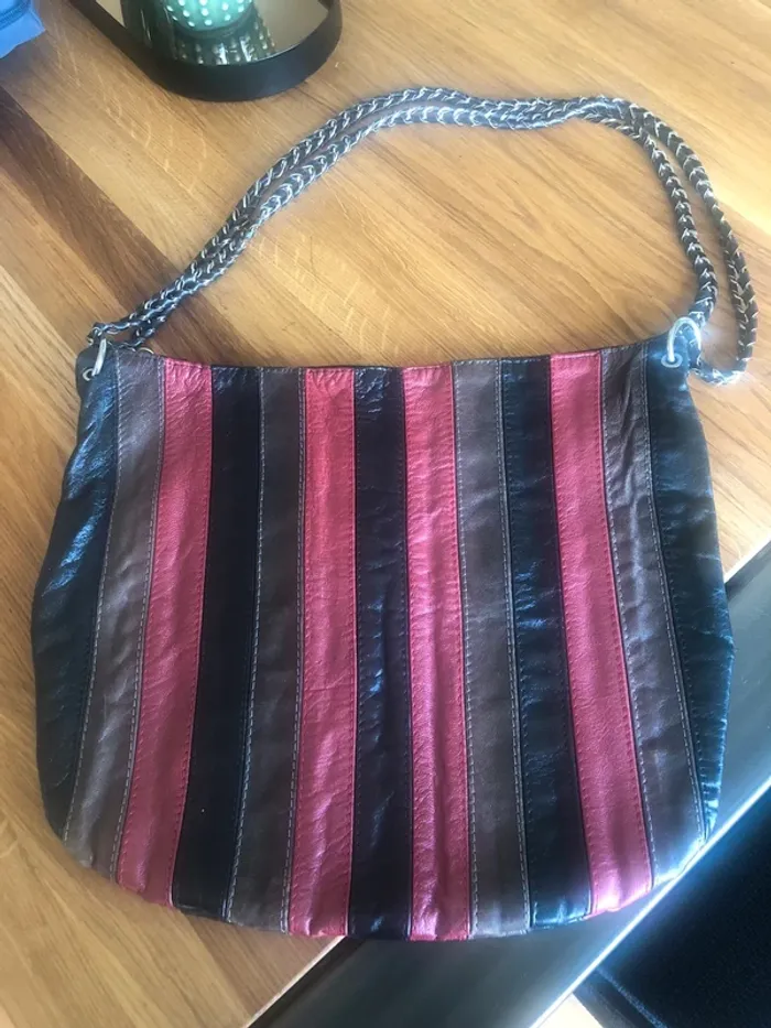 Sac en cuir rayé Satori