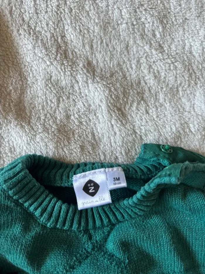 Pull vert grain de blé 3 mois - photo numéro 3