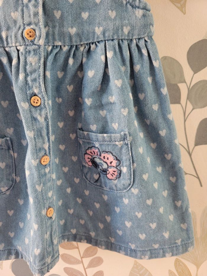 Robe en jean motifs coeurs - 12 mois - photo numéro 2