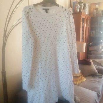 🌸Robe pull blanche à pois noirs Taille 38 "Mango" 🌸